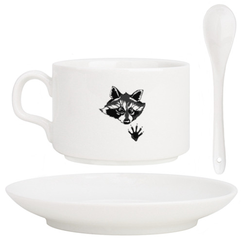 Кофейный набор с принтом енот