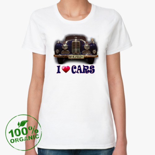 Женская футболка из органик-хлопка с принтом я люблю автомобили