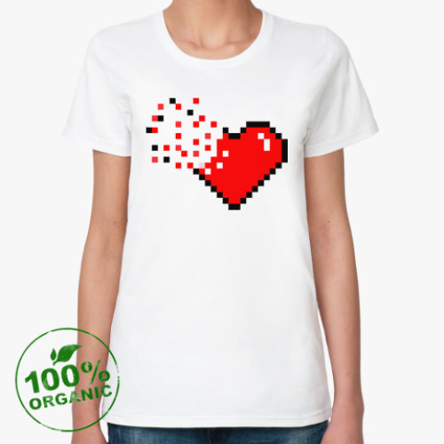 Женская футболка из органик-хлопка с принтом Pixel Broken Heart (сердце)