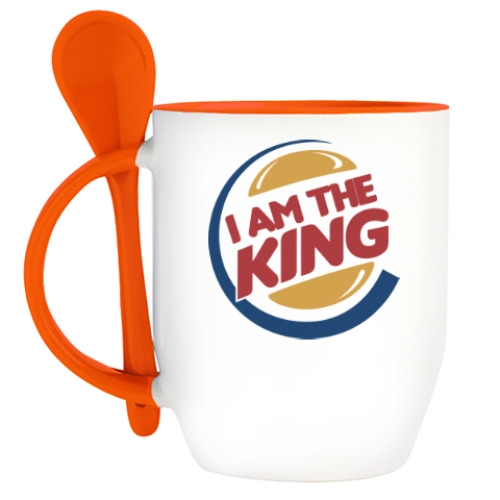Кружка с ложкой с принтом I Am The King