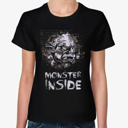 Женская футболка с принтом MONSTER INSIDE