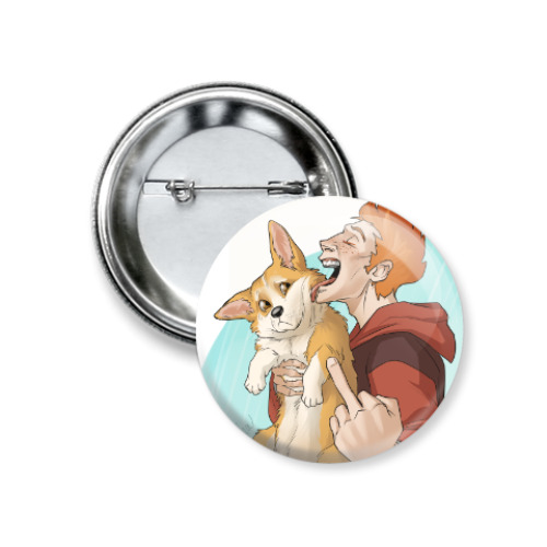 Значок 37мм с принтом Лаки и коржик