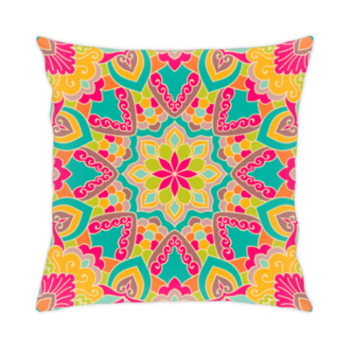 Подушка с принтом Яркий орнамент