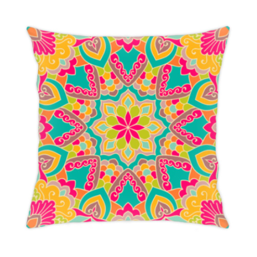 Подушка с принтом Яркий орнамент