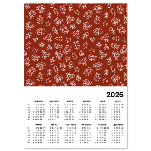 Календарь с принтом Новогодний узор