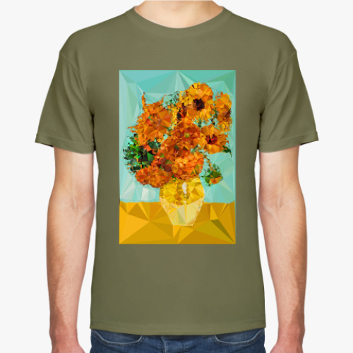 Футболка с принтом Подсолнухи полигональные