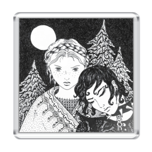 Магнит с принтом Кай и Герда