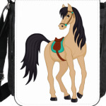 beautiful cartoon horse in harness