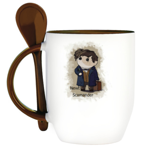 Кружка с ложкой с принтом Newt Scamander