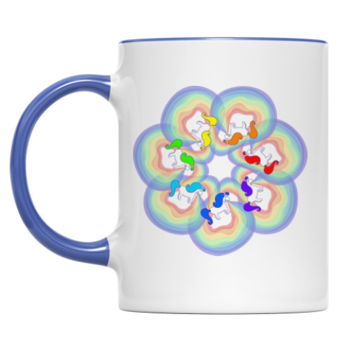 Кружка с принтом Единороги и радуга