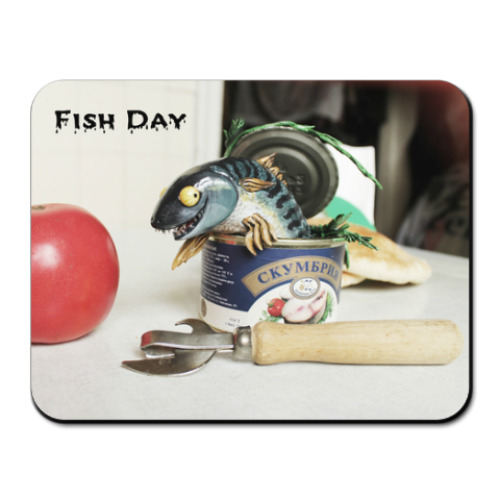 Коврик для мыши с принтом Рыбный день. Скумбрия