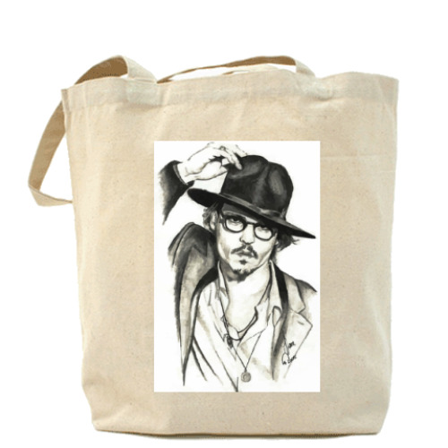 Сумка шоппер с принтом Джонни Депп (рисунок)