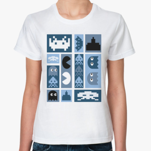 Классическая футболка с принтом Пакман (Космический захватчик)