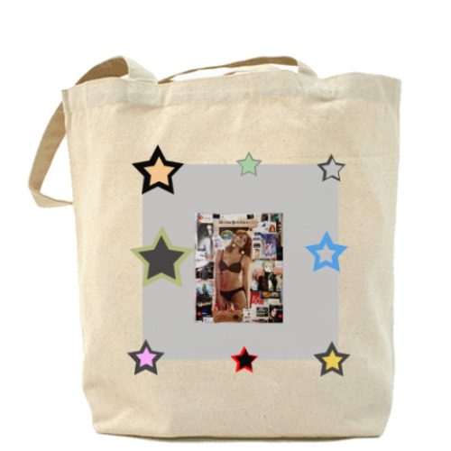 Сумка шоппер с принтом коллаж-звезда