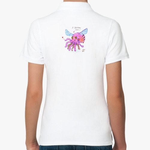 Женская рубашка поло (печать) с принтом осминог