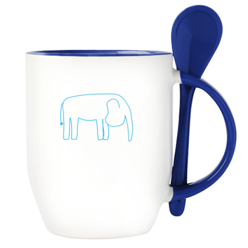 Кружка с ложкой с принтом Слон