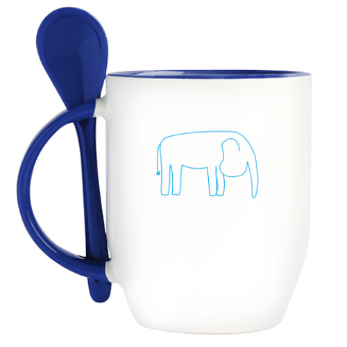 Кружка с ложкой с принтом Слон