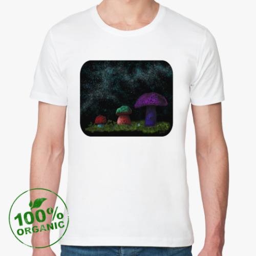 Футболка из органик-хлопка с принтом Странные грибы