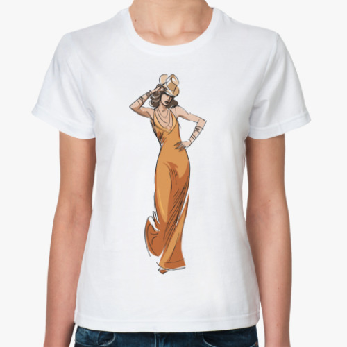 Классическая футболка с принтом Девушка