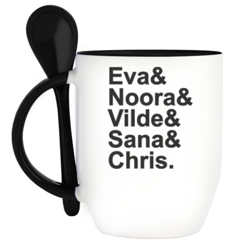 Кружка с ложкой с принтом Skam names