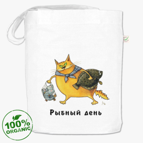 Сумка шоппер с принтом Рыбный день