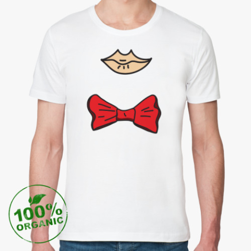 Футболка из органик-хлопка с принтом Образ с красной бабочкой