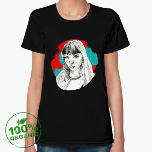 Женская футболка из органик-хлопка с принтом Взгляд