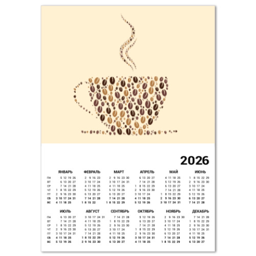 Календарь Кофе из кофейных зерен