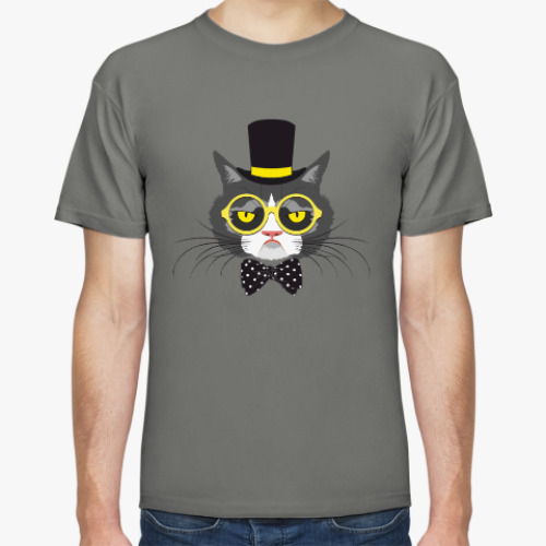 Футболка с принтом Кот Хипстер