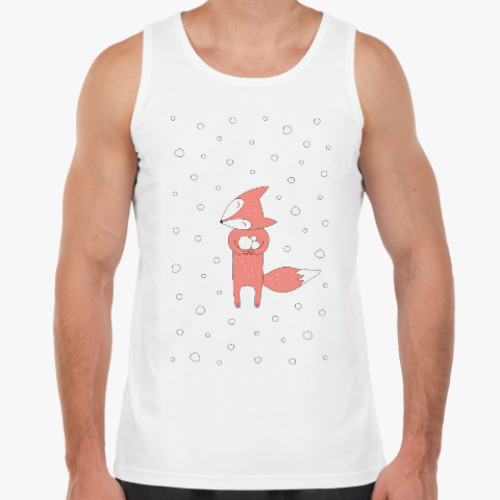 Майка с принтом Лисенок и снегопад