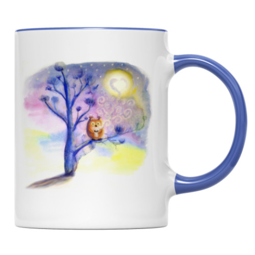 Кружка Сова пьет кофе