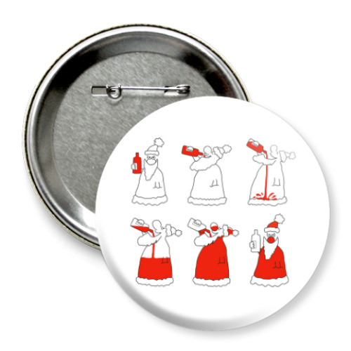 Значок 75мм с принтом  Приемы Деда Мороза