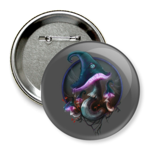 Значок 75мм с принтом Волшебные безумные грибы