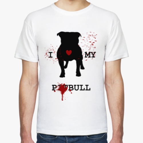 Футболка с принтом I love my pitbull