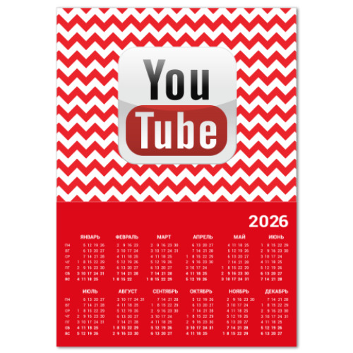 Календарь с принтом YouTube