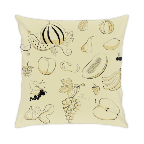 Подушка с принтом Фрукты и ягоды