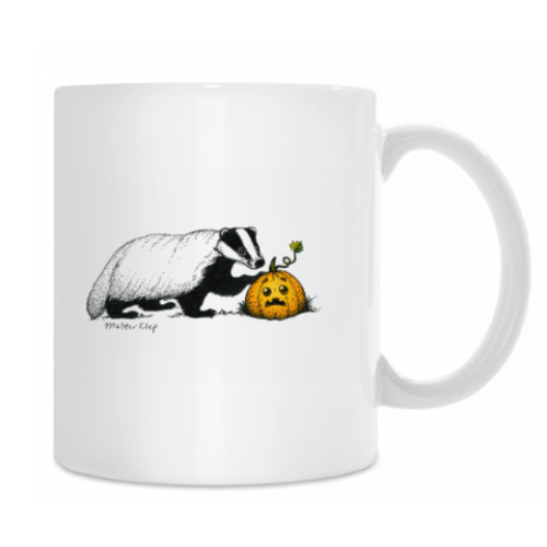 Кружка с принтом Барсук и тыква Фшоке