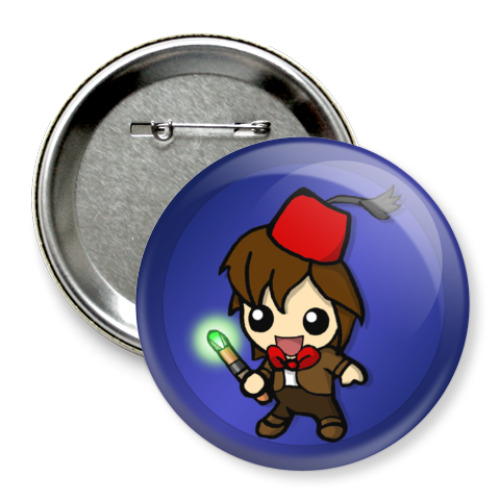 Значок 75мм с принтом Cartoon Eleventh Doctor In A Fez