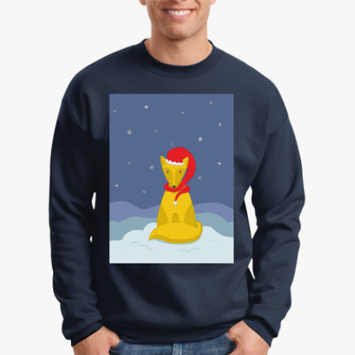 Свитшот с принтом Новогодний лис