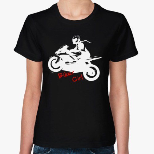 Женская футболка с принтом Мотодевушка