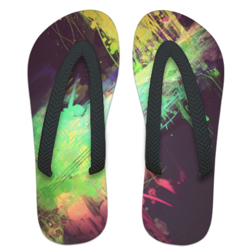 Шлепанцы (сланцы) с принтом  'Краски'