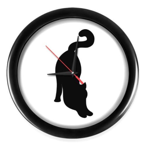 Настенные часы с принтом Черная кошка