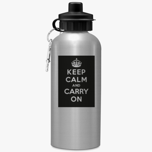 Бутылка с карабином (500 мл) с принтом Keep Calm and Carry On