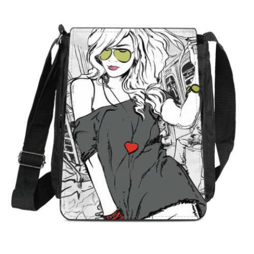 Сумка-планшет с принтом Crazy Girl