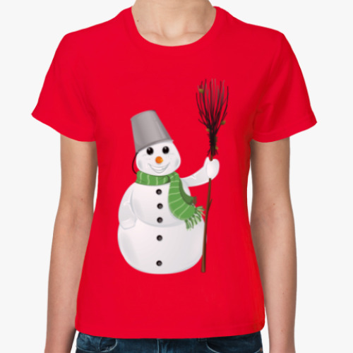 Женская футболка с принтом Снеговик