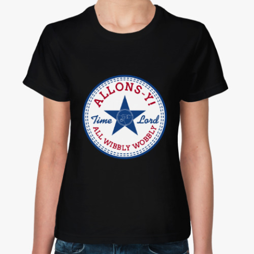 Женская футболка с принтом Allons-y! Десятый Доктор Кто