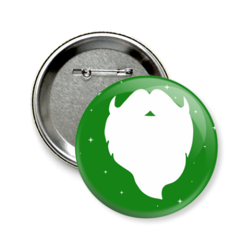 Значок 58мм с принтом Борода Санты