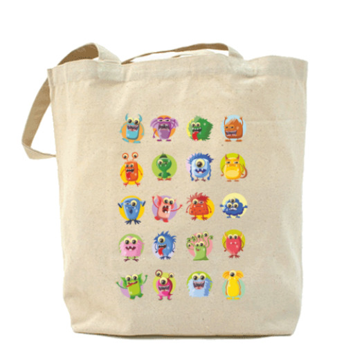 Сумка шоппер с принтом монстры