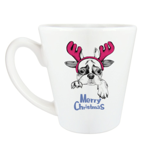 Чашка Латте с принтом Бульдог - Олень
