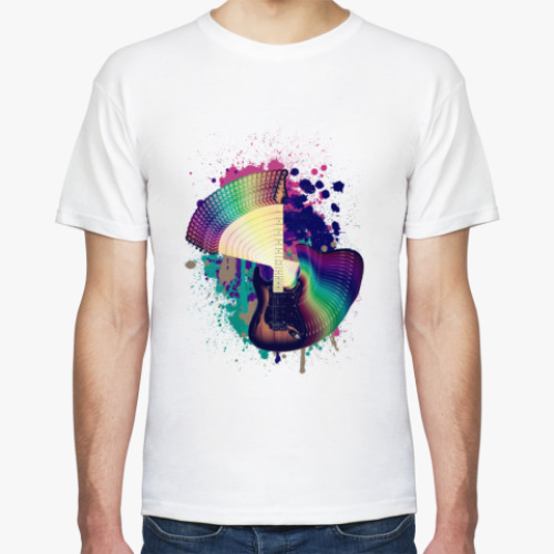Футболка с принтом Гитара радугой
